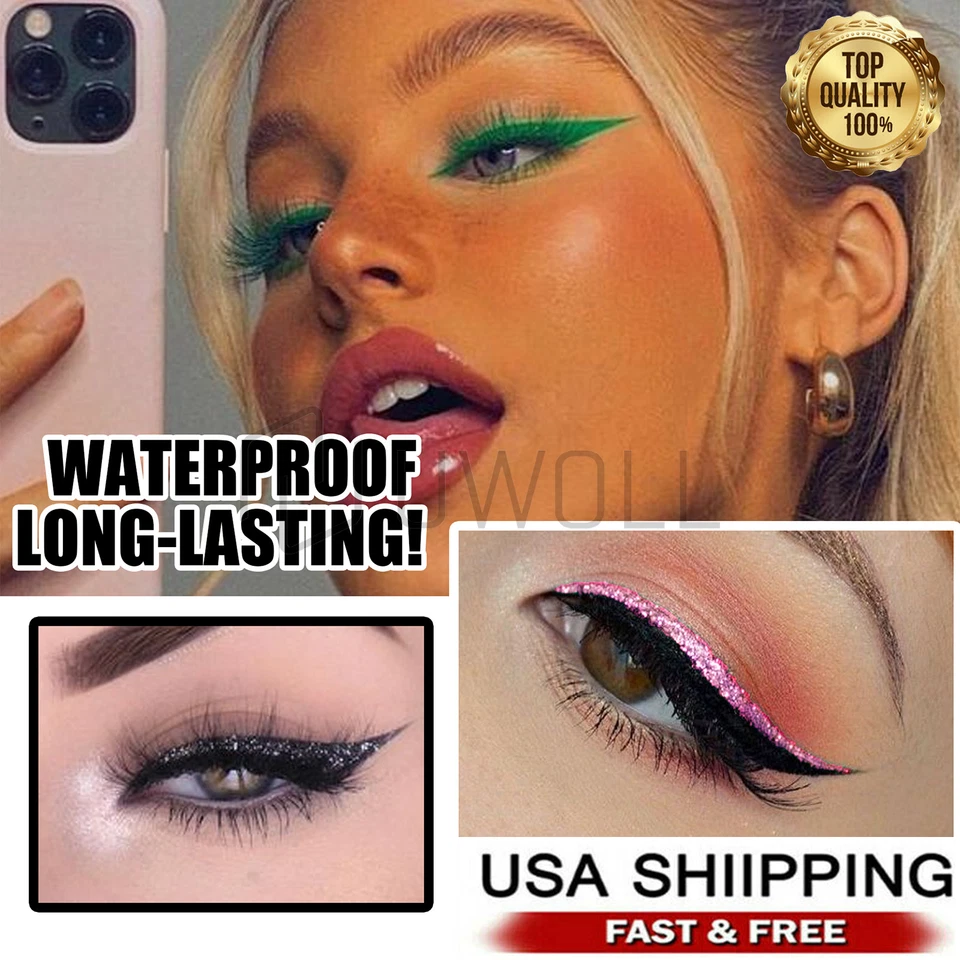 80 PCS Reusable Eyeliner Sticker W/ Eyelashes False Eyelashes Glitter Eye Shadow - Image 1 of 4