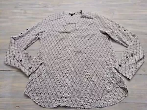 Camicetta donna Express taglia small nera bianca geometrica scollo a V pullover - Foto 1 di 10