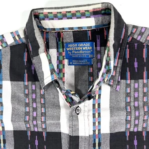 Vtg Pendleton High Grade Western Wear Shirt Mens Sz Medium Southwest Stripe USA - Picture 1 of 8