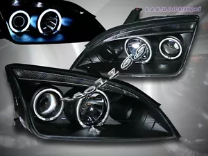 05-07 FAROS PROYECTOR FORD FOCUS ZX4 CCFL DOBLE HALO NEGRO - Imagen 1 de 2