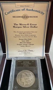 1899-O Micro O $1 American silver Morgan Bradford Exchange Coll. Ed. W/COA & Box - Picture 1 of 5