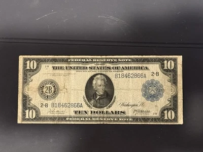 1914 $10 New York Blue Seal Large Note - Image 1 of 4