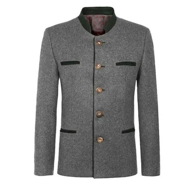 Men Bavarian Jacket Grey 100% Wool Scottish Tyrol Loden German Bavarian Jackets - Image 1 of 2