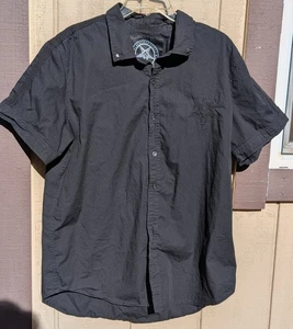 Black Craft Cult Shirt Size XL/Medium Button Up Short Sleeve Embroidered BCC - Picture 1 of 4