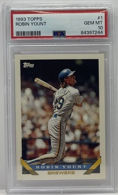 1993 TOPPS #1 ROBIN YOUNT BREWERS HOF PSA 10 GEM MINT - Image 1 of 2