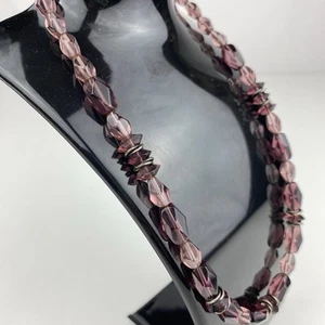 VTG Glass Beaded Purple Necklace Color Estate Multi Faceted Crystal 16" EUC - Picture 1 of 11