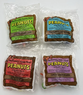Juego completo de 4 juguetes Happy Meal McDonalds 1989 Peanuts Farmer Series Foto 1 de 4