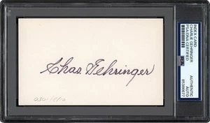 005, Charlie Gehringer HOF, Original Autograph, Index Card, Tigers, PSA/DNA - Picture 1 of 5