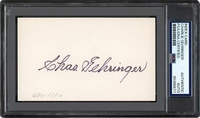 005, Charlie Gehringer HOF, Original Autograph, Index Card, Tigers, PSA/DNA - Image 1 of 4