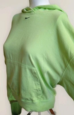 Sudadera con capucha Nike para mujer talla (L) grande recortada de gran tamaño pequeña Swoosh central verde lima Foto 1 de 4
