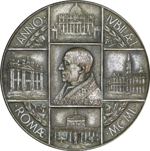 - PÄPSTLICHE STAATEN - PIUS XII Medaille. ANNO JUBILAEI. 1950 - 60 mm - Bild 1 von 2