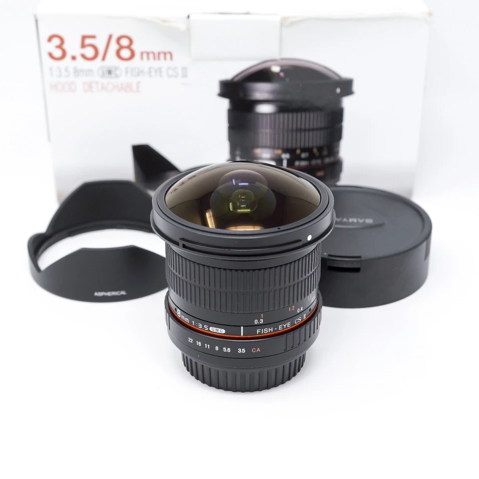 Samyang 8mm f/3.5 UMC CS II Fisheye Lens for Canon EF Mount - Excellent Cond. - Image 1 of 4