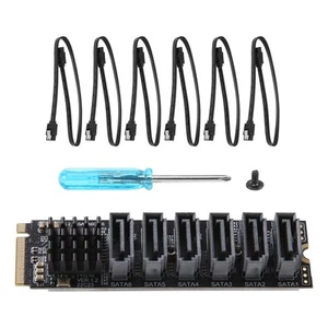 Carte D'Extension PCIE Vers SATA 6Gpbsx6 Ports + Câble SATA M.2 MKEY PCI-E 4648 - Photo 1/7