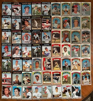 MLB Vintage Lot 1970-1972 Topps 62 Baseball Cards G-VG Mostly Commons No Dbls - Image 1 of 4