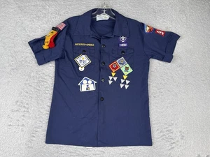 Boy Scouts of America Cub Scouts Shirt Youth Medium Blue Uniform Webelos Patches - Picture 1 of 15