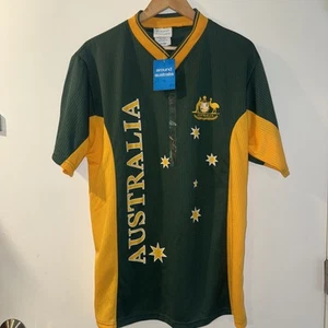 Maglia Australia Rugby Union Team Uomo Verde Oro Giallo Taglia XL Calcio Nuova con etichette - Foto 1 di 4