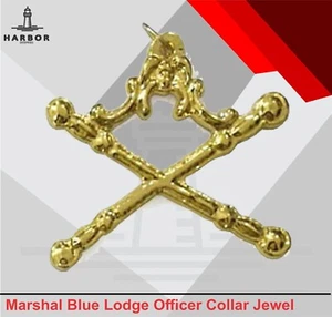 Joya de Mariscal Masónico - Metal Dorado Azul Logia Oficial Collar Insignia Francmasón - Imagen 1 de 1