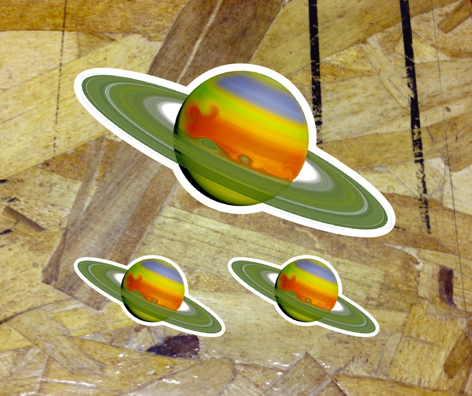 Anillo Planetario Saturno Anillos Planetas Realista Adhesivo Calcomanía 3.75" 3 por 1 Foto 1 de 1