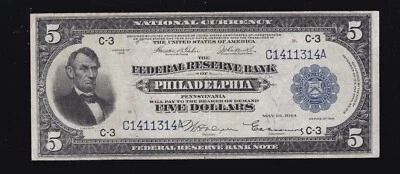 US 1918 $5 FRBN Philadelphia FR 784 VF-XF (314) - Image 1 of 2