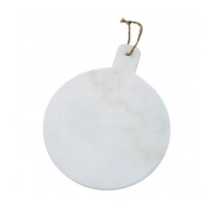 Round White Marble Worktop Surface Saver Paddle Cutting Slicing Chopping Board - Picture 1 of 2