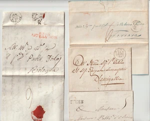 1840s ITALY 3 STAMPLESS LETTERS & 1 WRAPPER PRE-STAMP ROME & ROMA POSTMARKS - Picture 1 of 4