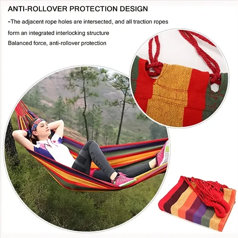 New 1 Durable Hammock Outdoor Camping Hammock W 2 pc Tree Straps For Hanging - Image 1 of 4