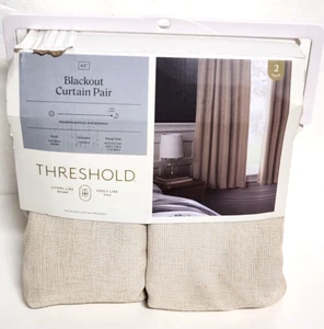 2pk 50"x63" Blackout Aruba Curtain Panels Brown (Natural) - Threshold - Picture 1 of 8