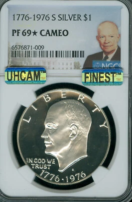 1976 S  EISENHOWER SILVER DOLLAR NGC PF69 + STAR MAC FINEST UHCam & SPOTLESS . - Image 1 of 4