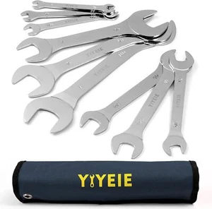 Super-Thin Open End Wrench Set, 9-Piece SAE, 1/4" to SAE 9PCS, Chrome Finish - Picture 1 of 2