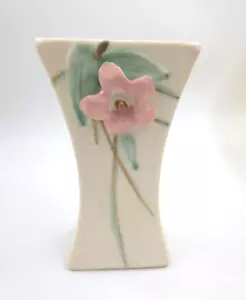 Vintage McCoy Pottery 1940's Pottery Blossom Time Vase USA PINK FLOWER 6 1/4" - Picture 1 of 6