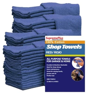 Industrial  Shop Towels - Bulk Blue Cleaning Rags For Cleaning Auto, Garage - Picture 1 of 89