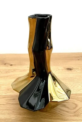 Gilde Dreamlight Keramik Vase NEU Schwarz Gold  25cm Hoch - Bild 1 von 3
