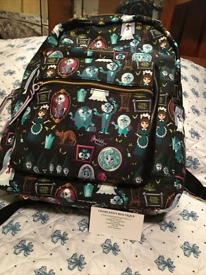 Disney Dooney HAUNTED MANSION BACKPACK ADULT Black Ghost Leota NYLON Disney N - Image 1 of 4