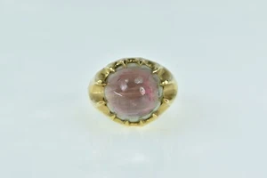 18K Watermelon Tourmaline Cabochon Statement Ring Yellow Gold *22 - Picture 1 of 6