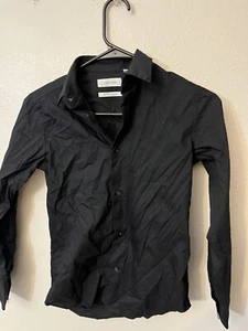 Calvin Klein Slim Fit Boys Long Sleeve Button Down Casual Shirt Black Size 12 - Picture 1 of 4