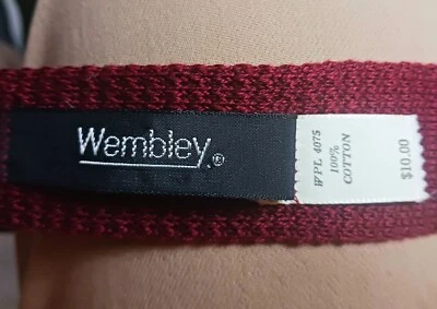 Wembley Square End Knit Skinny Tie Men's Necktie Maroon 49" x  2"  100% Cotton - Image 1 of 3
