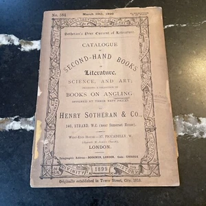 Catalogue of Books including a Collection of Books on Angling - Sotheran - 1899 - Picture 1 of 5