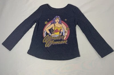 Camiseta Top Jumping Beans Wonder Woman Manga Larga Azul Dorado Brillo Niñas Talla 3T Foto 1 de 4
