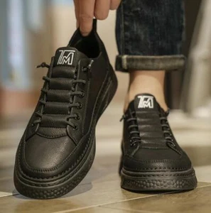 Men's Flat Pull On Sneakers Daily Casual Board Shoe Outdoor Walking Driving Shoe - Picture 1 of 8