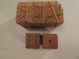 Wood Block Puzzle 5" x 2.5" x 2.5" Cube, and Wood Dice 1.75" Square - Picture 1 of 6