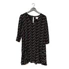 Sezane x Le Bon Marche Rive Gauche Silk Printed Shift Dress Size 40 Black