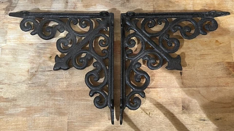 Cast Iron Corbels Ornate Scroll 8” Large Shelf Brackets Set Of 2 Cover