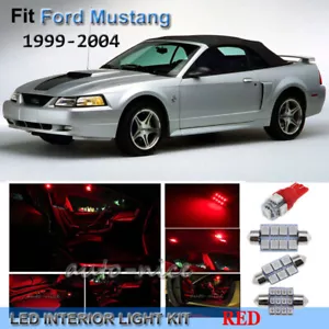 For 1999-2004 Ford Mustang Premium Red LED Interior Lights Kit 7 Pieces - Picture 1 of 7
