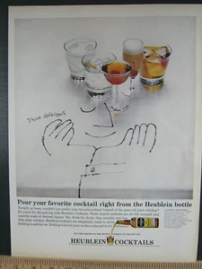 1963 Vintage Print Ad Heublein Cocktails Manhattan Old Fashioned Martini Art - Picture 1 of 2