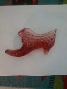 Vintage Red Fenton Art Glass Amber Hobnail Cat Head Shoe Slipper 5.5" - Picture 1 of 4
