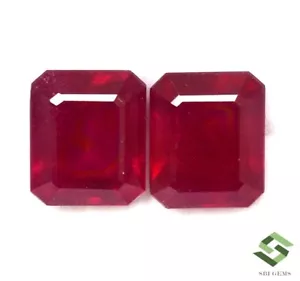 20,52 CTS Coppia Taglio Ottagono Rubino Naturale 12x10 mm Pietre Gemme Libere Calibrate GF - Foto 1 di 6
