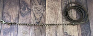 Used 60 Inches Dark Brown Leather Lead Rope with 17 Inches Chain - Picture 1 of 15