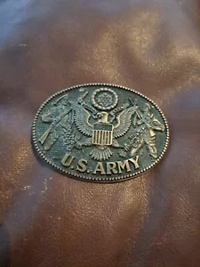 US Army Vintage Montana Silversmith Solid Brass Belt Buckle 0168 - Picture 1 of 3