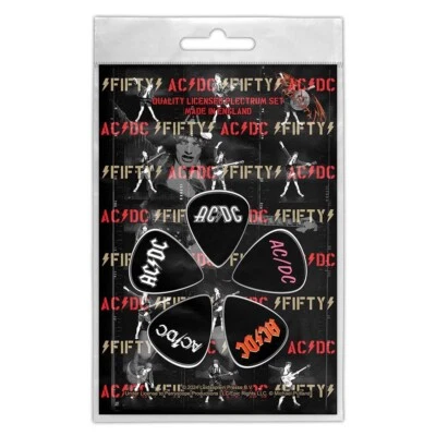 AC/DC: FIFTY: 1mm Guitar Picks 5 PLECTRUM PACK: set of Official Merch fan gift - Image 1 of 4