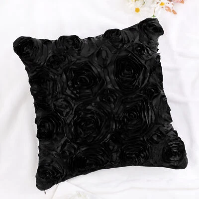 Funda de almohada cuadrada satinada 3D rosa flor sofá coche fundas de almohada Foto 1 de 4